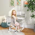 Conjunto de Secretária e Cadeira para Crianças com Altura Ajustável e Ângulo da Mesa Ajustável 80x54,5x82 - 104 cm Cinza e Branco