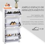 Armário de Sapatos Moderno Sapateira para Corredor Entrada com 6 Prateleiras de Armazenamento Espaço de Exibição 60x26x124cm Branco