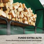 Lenheiro com Cobertura para Interior e Exterior, Carga 300 kg, 300x36x99 cm, Verde - Escuro e Preto