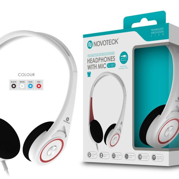 Auscultador Com Micro - 120Cm - Jack 3.50Mm Branco EJ-001