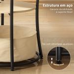 Mesa Auxiliar Redonda de 3 Níveis com Estação de Carregamento Mesa Auxiliar Industrial com 2 Prateleiras Abertas Ø50x55,1 cm Madeira e Preto