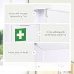 Armário Farmácia de Parede em Aço com 3 Prateleiras de Armazenamento e 2 Chaves para Casa de Banho 30x14x46 cm Branco