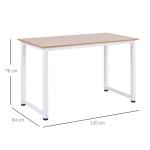Secretária Moderna Mesa de Estudo com Estrutura de Aço e Pés Ajustáveis Mesa de Computador 120x60x76 cm Branco e Madeira