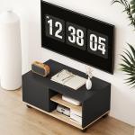 Móvel de TV com Rodas para Televisores até 42 Polegadas com 1 Porta 2 Compartimentos Abertos Prateleira 80x45x41 cm Preto