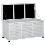 Baú de madeira ao ar livre Caixa de armazenamento de jardim com tampa que pode ser aberta 127x56x60 cm Branco