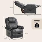 Poltrona Relax Reclinável com Apoio para os Pés Retrátil Encosto Alto Bolso Lateral Acolchoado Grosso 88x91x108 cm Preto