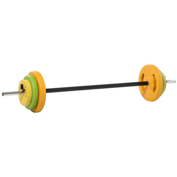 Conjunto de Barra de Pesos Conjunto de Musculação com 6 Discos 1,5kg 2,5kg 5 kg Intercambiáveis 130x28x28 cm Multicor