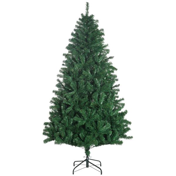 Árvore de Natal 180 cm com 1000 Ramos de PVC e Suporte de Aço Decoração de Natal para Interior Verde