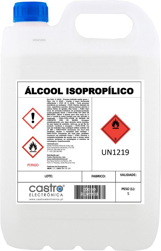 Álcool Isopropílico (Isopropanol) p/ Limpeza - 5 Litros