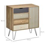 Cómoda de Madeira com 4 Gavetas Prateleira Ajustável e Pés de Metal para Sala de Estar Dormitório 79x39x86cm Marrom