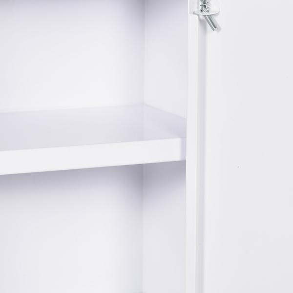 Armário de Parede para Medicamentos de Aço com 3 Prateleiras e 2 Chaves para Casa de Banho 40x15x53,5 cm Branco