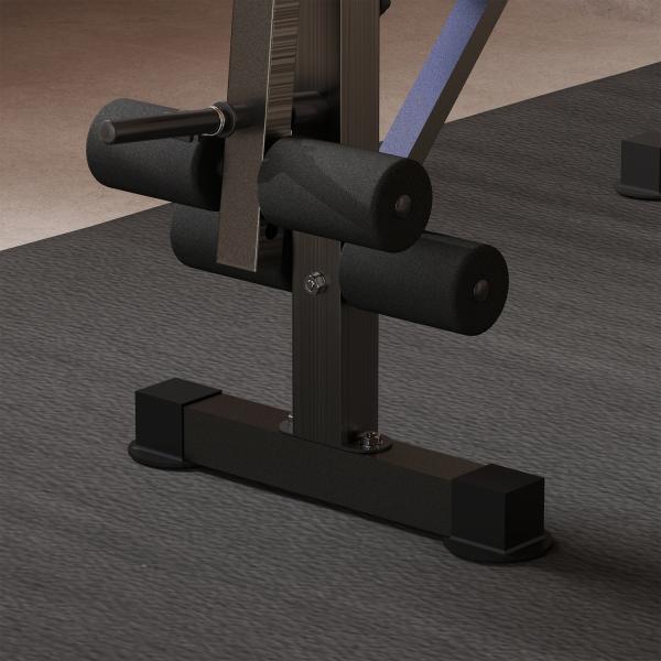 Banco de Musculação com Encosto Ajustável e Suporte para Barras Regulável para Treino em Casa Ginásio 175x139x127 cm Preto e Azul