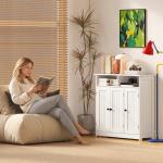 Armário de Casa de Banho Estreito com 3 Portas 2 Compartimentos Abertos Prateleira Ajustável 85x30x85 cm Branco