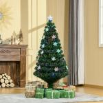 Árvore de Natal Artificial 150 cm Árvore de Natal com 180 Ramos 21 Luzes LED e Fibra Óptica Decoração de Natal Ø60x150 cm Verde