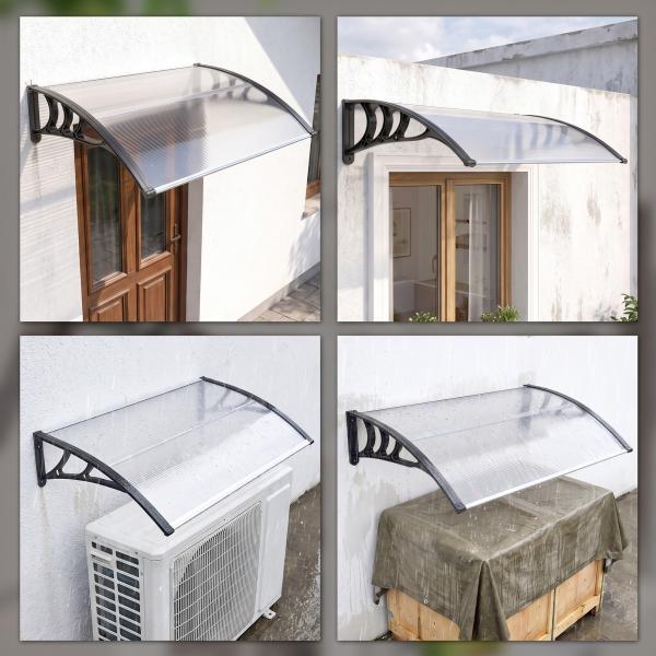 Cobertura para Portas e Janelas 110x60 cm com Painéis de Policarbonato e Barra de Alumínio Transparente