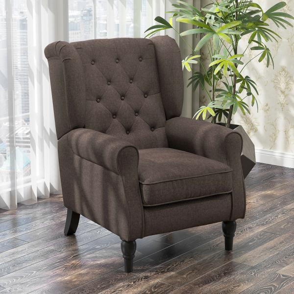Poltrona de Sala de Estar Poltrona Moderna para Dormitório com Pés de Madeira Poltrona Individual 74x86x102 cm Marrom