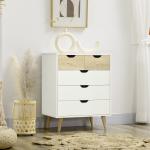 Cómoda com 5 Gavetas e Pés Elevados Cómoda para Dormitório Estilo Moderno Anti - Tombo 60x40x77,5cm Madeira e Branco