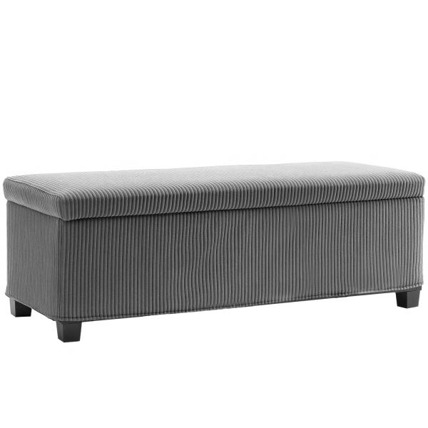 Banco de Arrumação Capacidade de 84 L Estofado em Veludo Banco Pé de Cama para Dormitório 112x42x40 cm Cinza