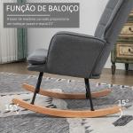 Conjunto de Poltrona Baloiço com Apoio para os Pés Poltrona Relax com Almofada Acolchoada e Anti - Tombo 64x89x90 cm Cinza