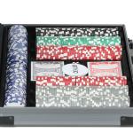 Mala de Póquer com 400 Fichas 2 Baralhos 5 Dados Tapete e Botão Dealer 39,5x28x8 cm Cinza