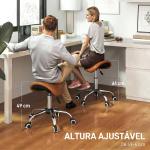 Banco Giratório com Rodas e Altura Ajustável para Estética, Dentista e Cabeleireiro – 52x53x49 - 61 cm, Castanho
