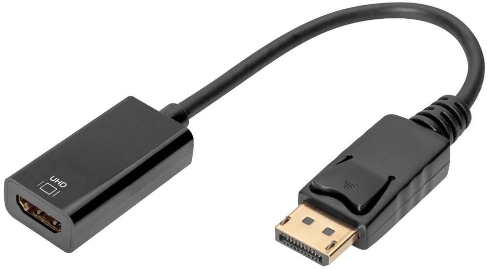 Adaptador de Cabo de Vídeo DisplayPort Macho - Cabo HDMI Fêmea (Preto) - DIGITUS