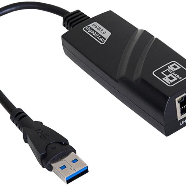 Adaptador de Rede USB - A p/ RJ45 Ethernet Gigabit (Preto) - AKYGA