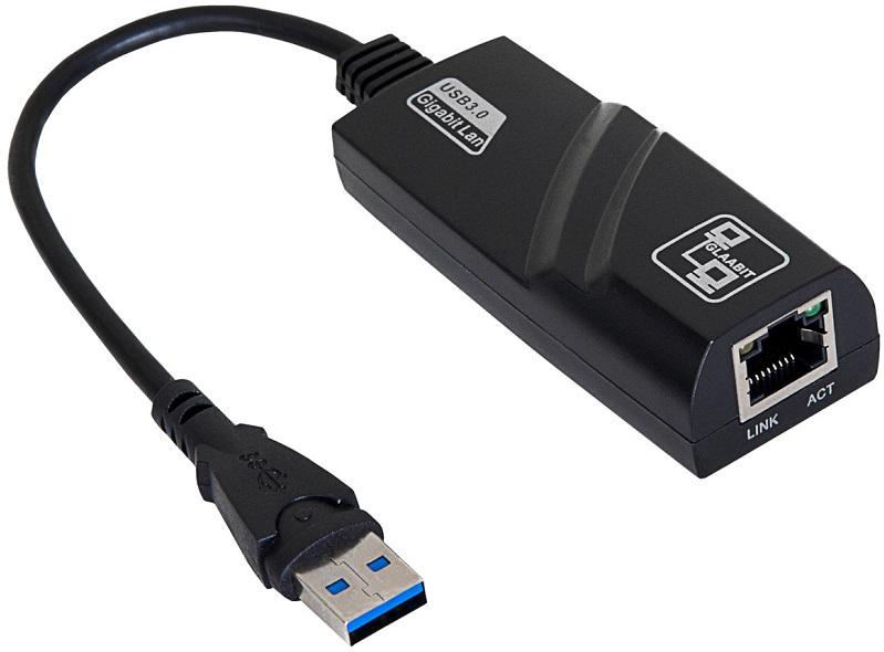Adaptador de Rede USB - A p/ RJ45 Ethernet Gigabit (Preto) - AKYGA