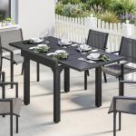 Mesa de Jantar Exterior Extensível 80 - 160 cm - Mesa de Jardim Retangular para 4 - 6 Pessoas, Terraço, Preto