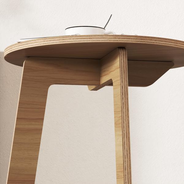 Mesa Auxiliar em Forma de C Mesa Redonda com Montagem Rápida Ideal para Espaços Pequenos Sala, Quarto Ø39x50,5 cm Madeira