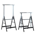 Conjunto de 2 Cavaletes Telescópicos Dobráveis com Altura Ajustável Cavaletes de Serra de Aço para Mesa de Trabalho Carga 200kg 68x58x80 - 130cm Preto