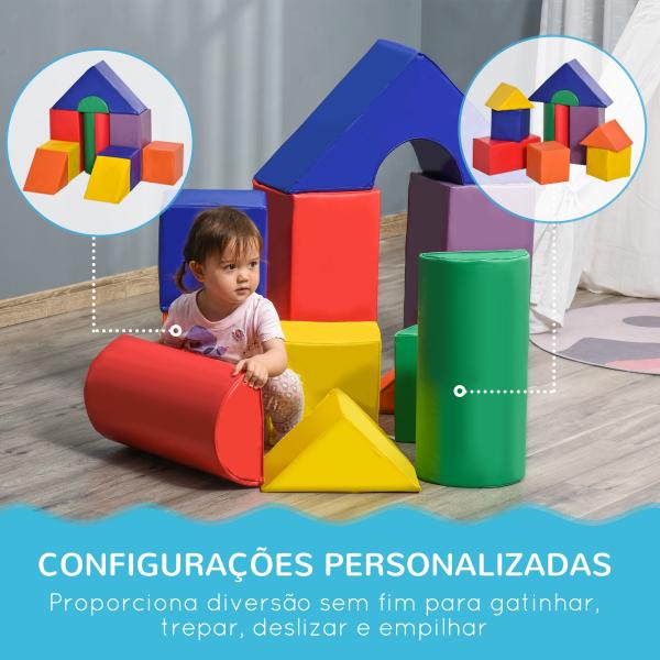 Conjunto de 11 Blocos de Espuma para Crianças Brinquedo de Aprendizagem para Crianças 1 - 3 Anos 50x50x25 cm Multicor