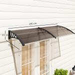Marquise para Portas e Janelas 195x75 cm Marquise com Proteção para Sol e Chuva com Painéis de Policarbonato Marrom