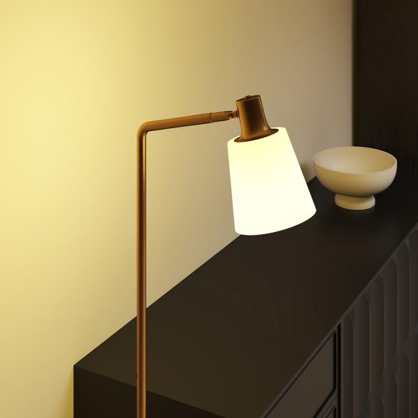 Candeeiro de Pé LED Regulável com Ecrã Giratório 350° 3 Temperaturas de Cor 3000K/4000K/6500K 45x21x148 cm Branco e Dourado