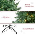 Árvore de Natal Artificial 210 cm com 700 LED Branco Quente, 2154 Pontas e Base Metálica Dobrável - Verde