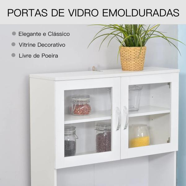 Armário de cozinha com prateleiras internas ajustáveis ​​e gaveta 80x48x170 cm Branco