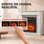 Lareira Elétrica Decorativa 1800 W com Efeito de Chama de 3 Níveis Termóstato Temporizador e Comando Madeira Natural