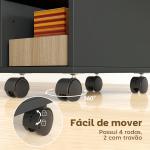 Mesa Auxiliar com Bancada Deslizante e Rodas Mesa Auxiliar com Armazenamento Oculto e Prateleira Ajustável 45x25x70 cm Preto