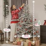 Árvore de Natal Artificial 180 cm Árvore de Natal Nevada com 1207 Ramos Base Dobrável e Fácil de Montar Verde