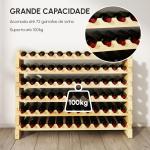 Suporte para Garrafas de Vinho para 72 Garrafas Garrafeira com 6 Níveis Suporte para Vinhos Vertical 114x28x85 cm Madeira