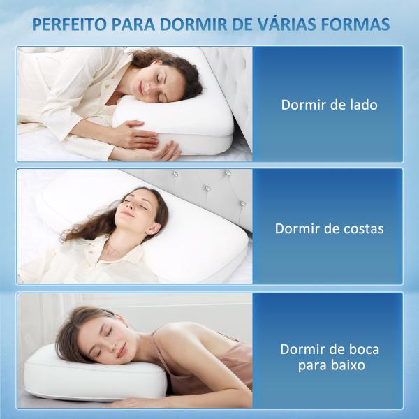 Almofada Viscoelástica com Desenho Ergonómico e Capa Removível e Lavável 81,28x40,64x15,24 cm Creme