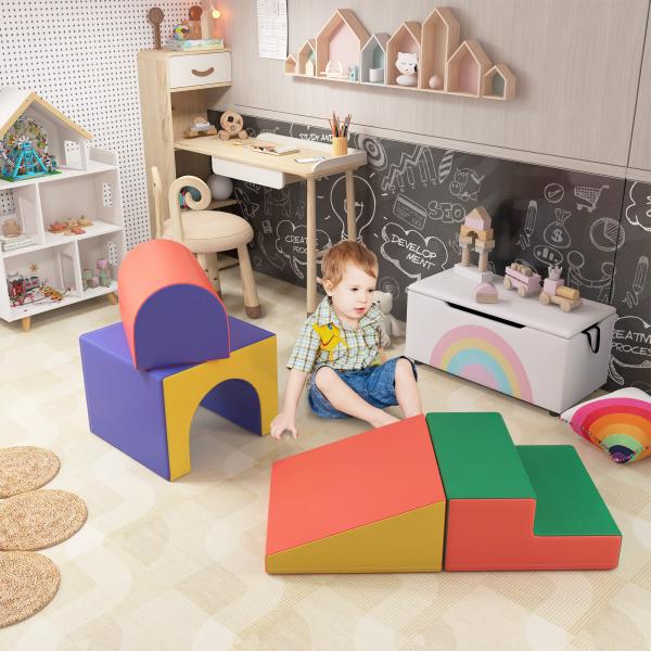 Conjunto de 4 Blocos de Espuma para Crianças Figuras de Construção Brinquedo de Aprendizagem Infantil 150x50x39cm Multicor