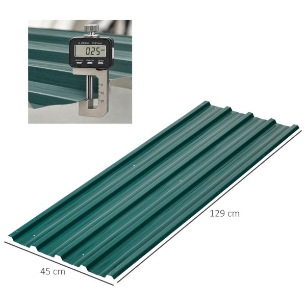 Conjunto de 12 Painéis para Teto de Aço Galvanizado Chapas Perfiladas de Teto 7m² para Abrigo de Ferramentas 129x45cm Verde