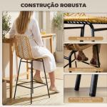 Bancos Altos de Cozinha em Vime Sintético Bancos de Bar Modernos com Pés de Aço 42,5x52x102 cm Madeira e Preto