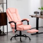 Cadeira de Massagem com 7 Pontos de Massagem Reclinável com Apoio para os Pés e Controlo Remoto 67x67x111 - 121 cm Rosa