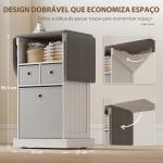 Móvel para Engomar Roupa com Rodas Tábua de Engomar Dobrável com 3 Gavetas Compartimento Aberto 121x37x89,5 cm Branco