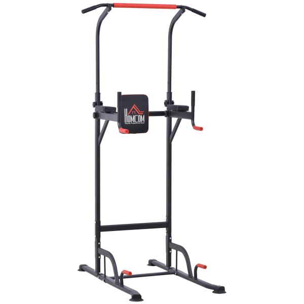 Torre de Exercícios Estação Multifuncional Altura Ajustável com 7 Orifícios para Treinamento Fitness para Casa Academia Escritório Carga Máxima 120kg 123x98x189 - 239cm Preto e Vermelho