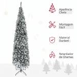 Árvore de Natal Estreita 270 cm com Efeito Neve, 1014 Ramos e Suporte Metálico, Verde e Branco