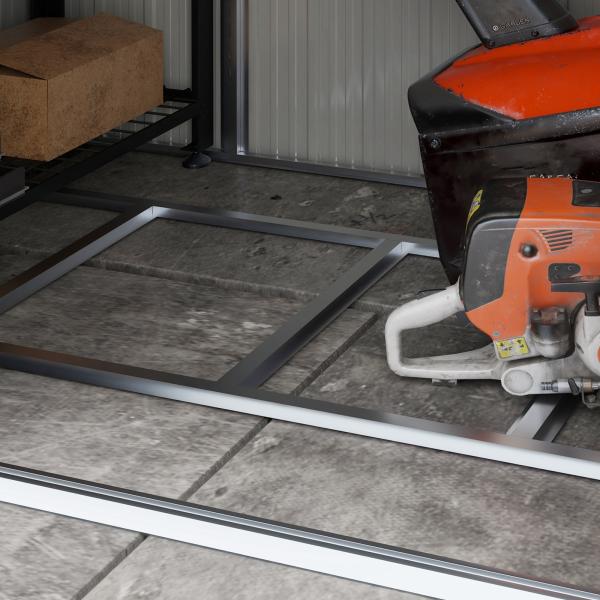 Abrigo de Jardim 2,7 m² 238x132x198,5 cm com Base Prateleiras Ajustáveis 2 Portas e 2 Janelas de Ventilação Cinza Escuro