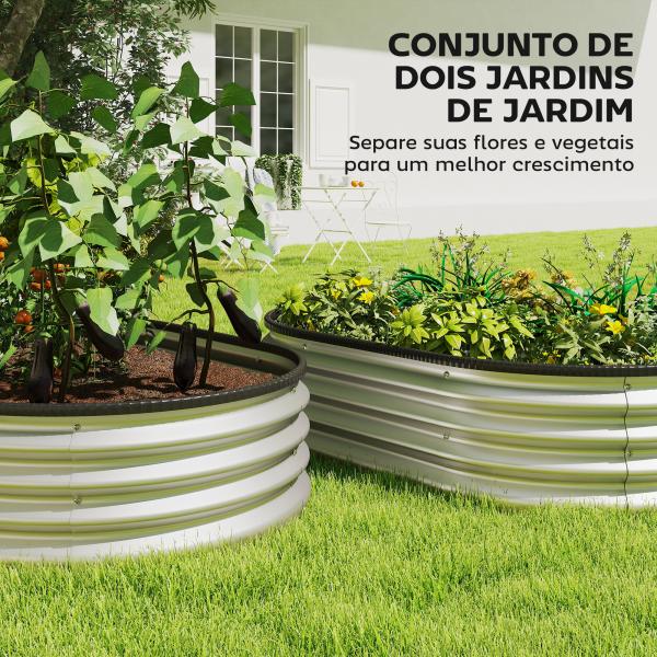 Conjunto de 2 Caixas de Plantio de Exterior em Aço Galvanizado para Terraço Jardim 135x90x30 cm Prateado